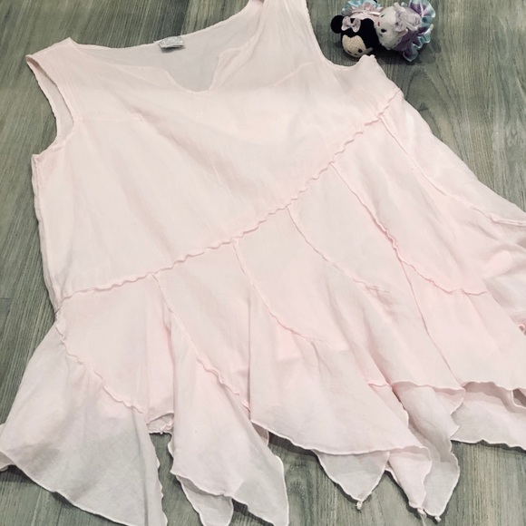 Luna Luz Tops - Luna Luz Petal Pink Tunic Top- Handkerchief Hem